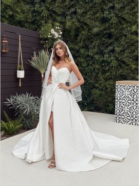 Casablanca Le Blanc Strapless Bridal Ballgown with Front Slit